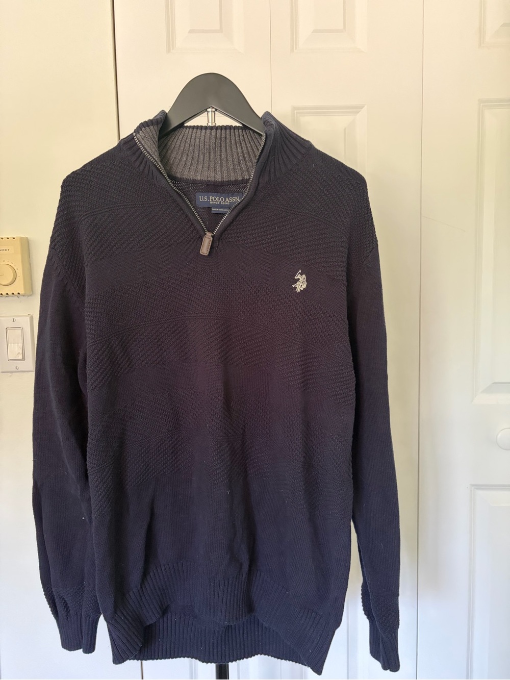 U.S. Polo Assn. Men's Navy Half-Zip Textured Sweater